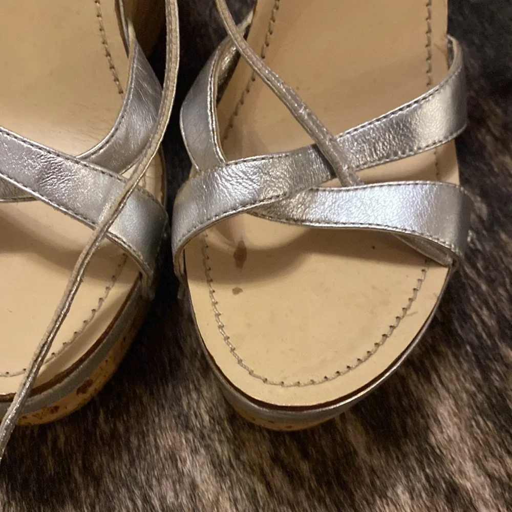 Silver miu miu cork wedge sandals size 39.5 gently worn. - Picture 3 of 4